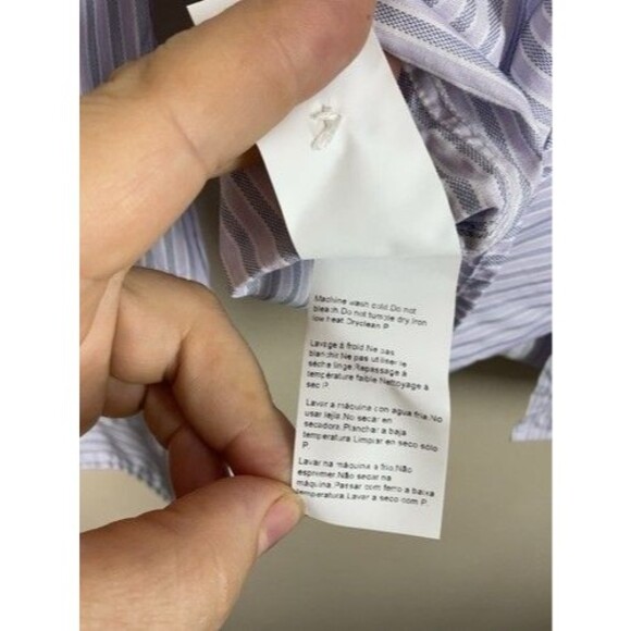 Hugo Boss Regular Fit Striped Button Up Long Sleeve Dress Shirt Men Size XL Purp - Picture 6 of 11